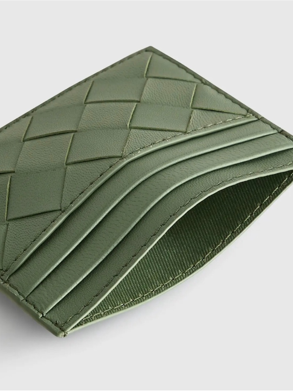 Quince Woven Card Holder Wallet in Sage Green - Picture 2 of 3